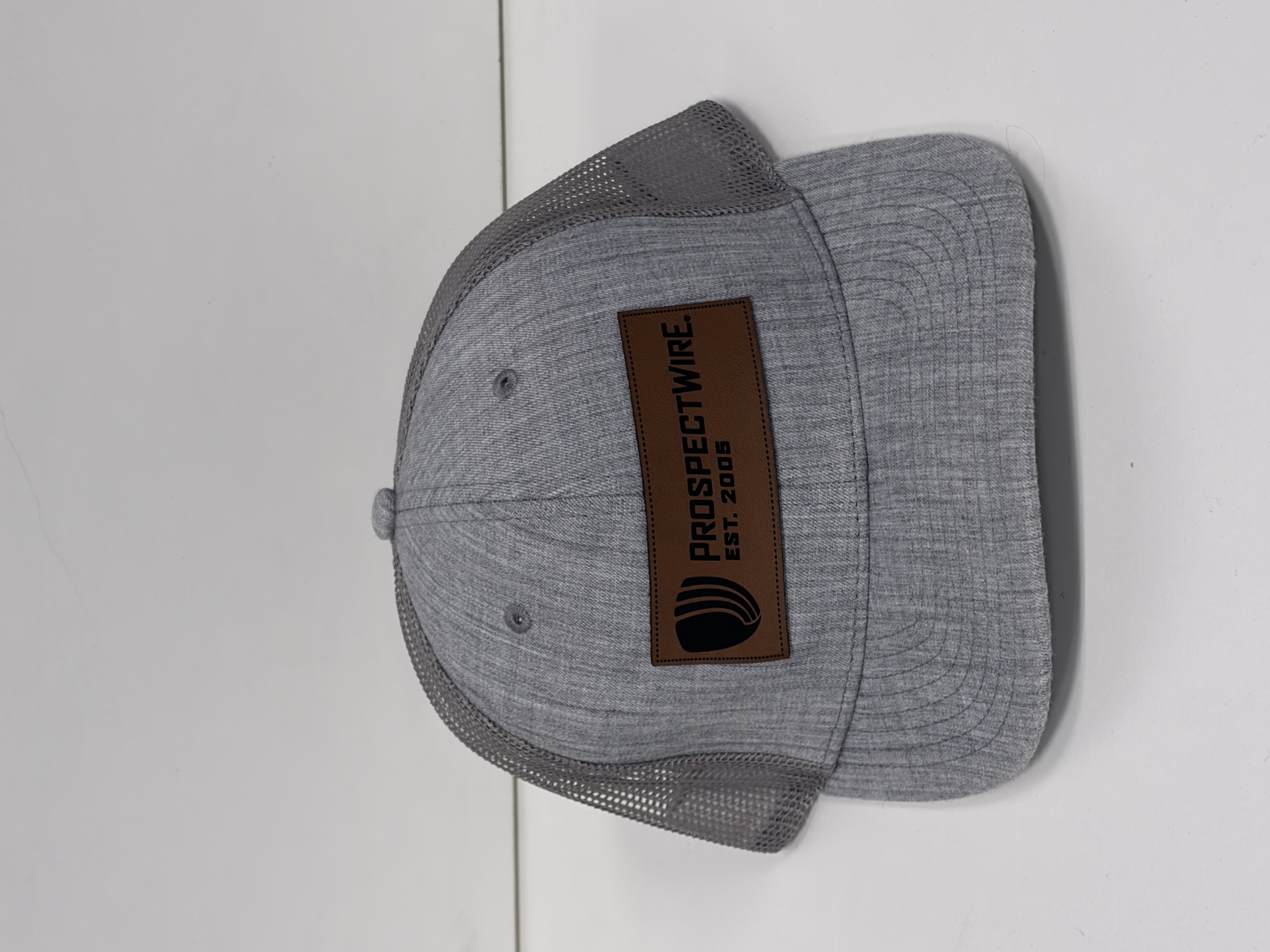 IMG - Gray Trucker Hat / Brown Patch & Black PW Script Logo