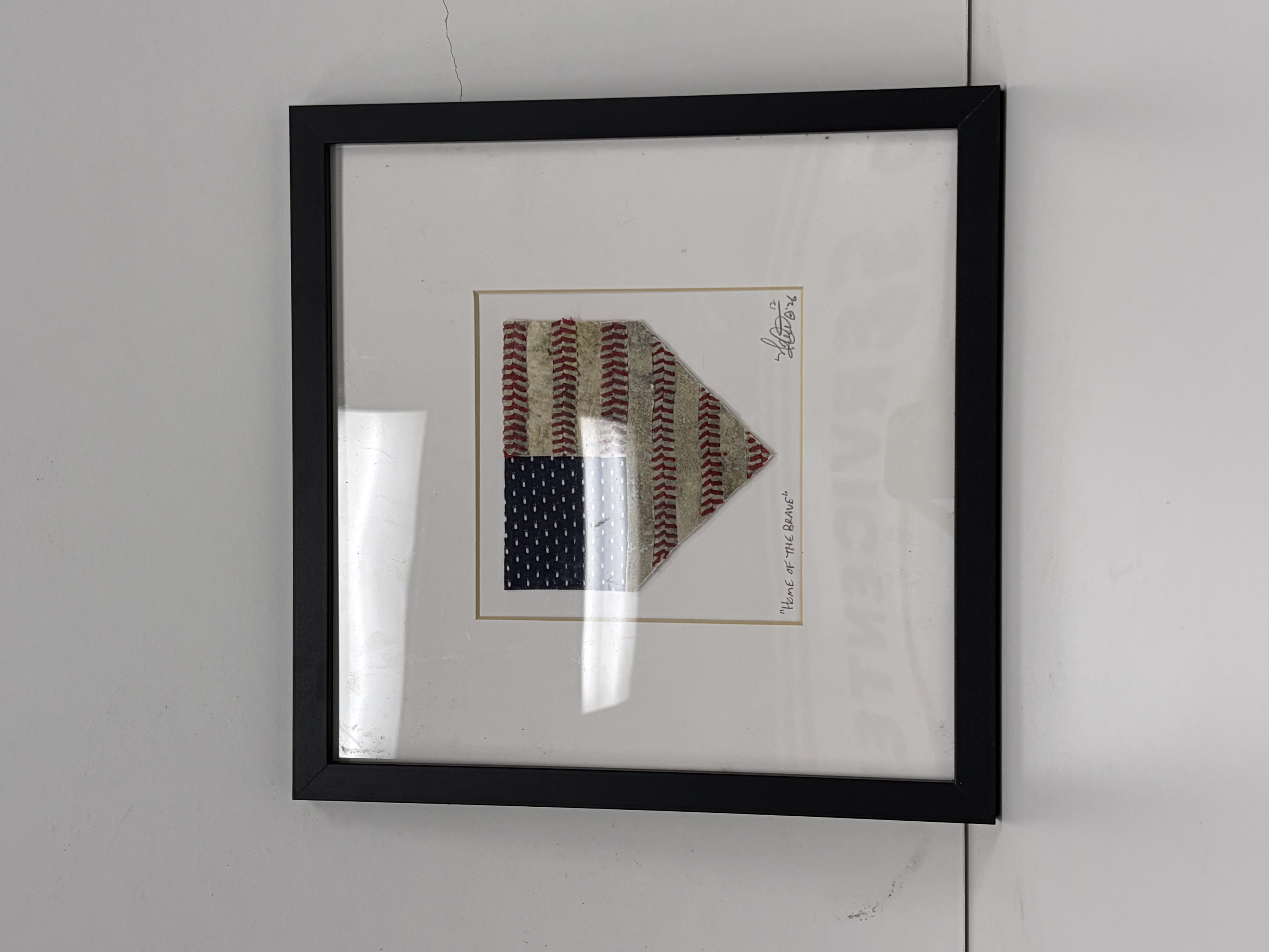 Baseball Seams - Picture Frame / Home Plate - USA Flag Design