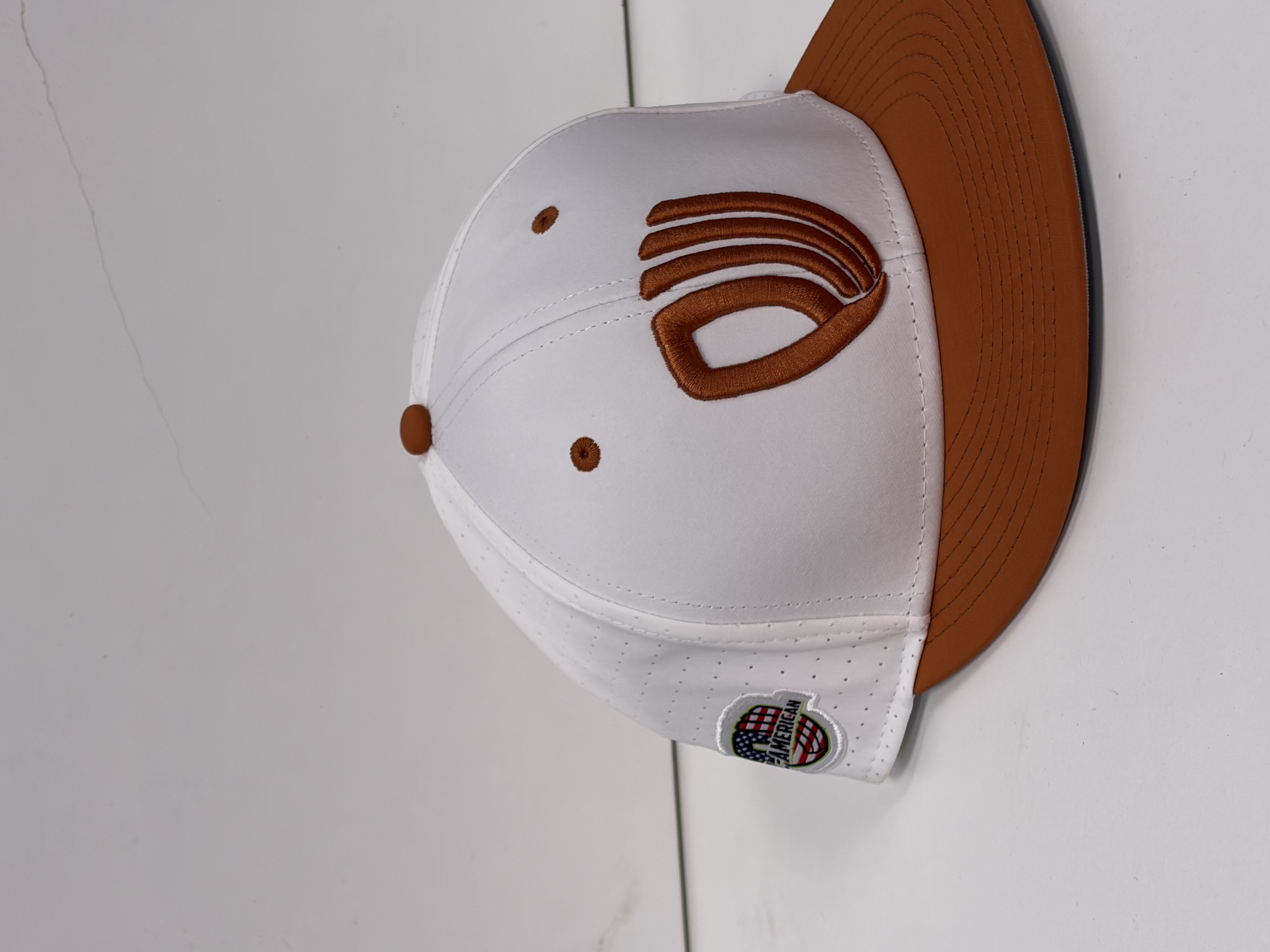 IMG - White All-American Hat / Burnt Orange Brim & PW Logo
