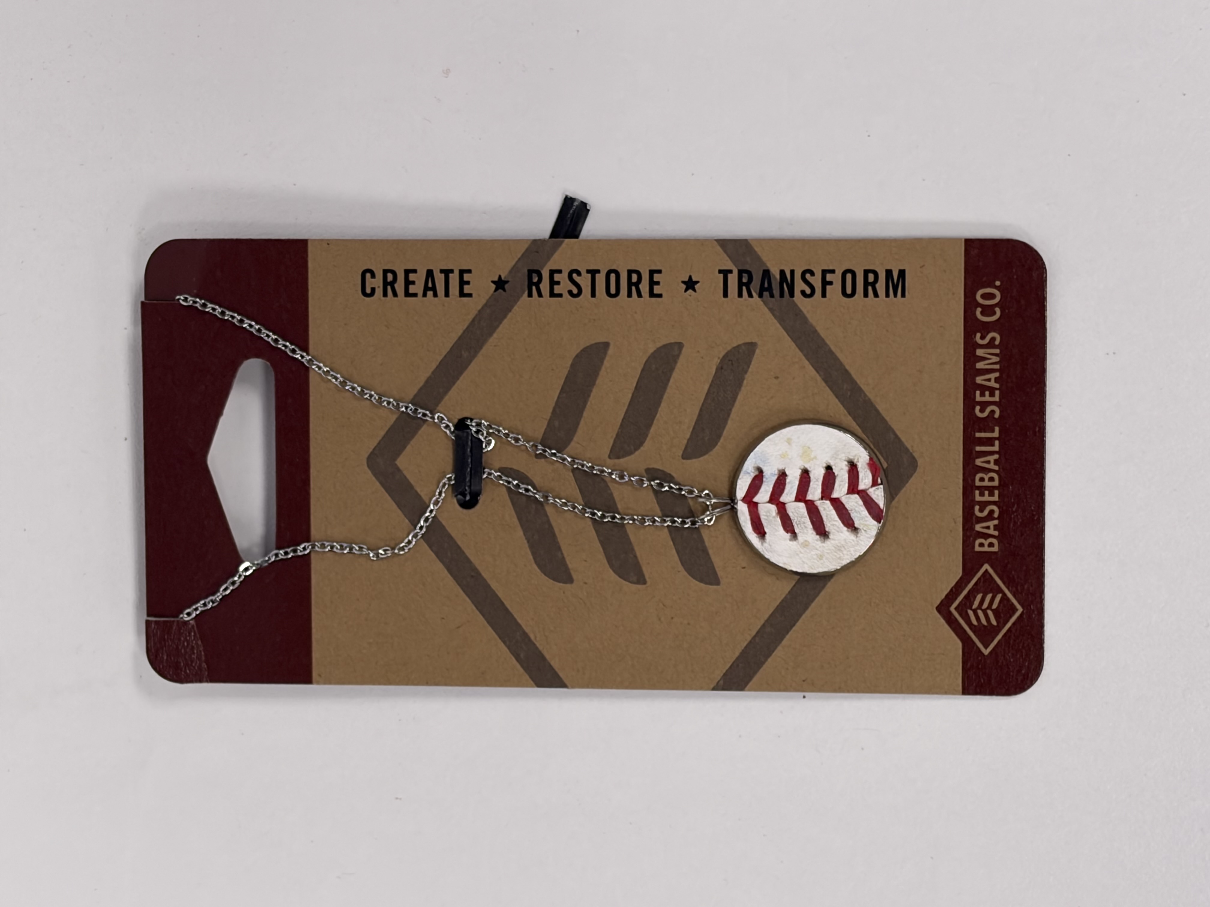 Baseball Seams - Silver Necklace