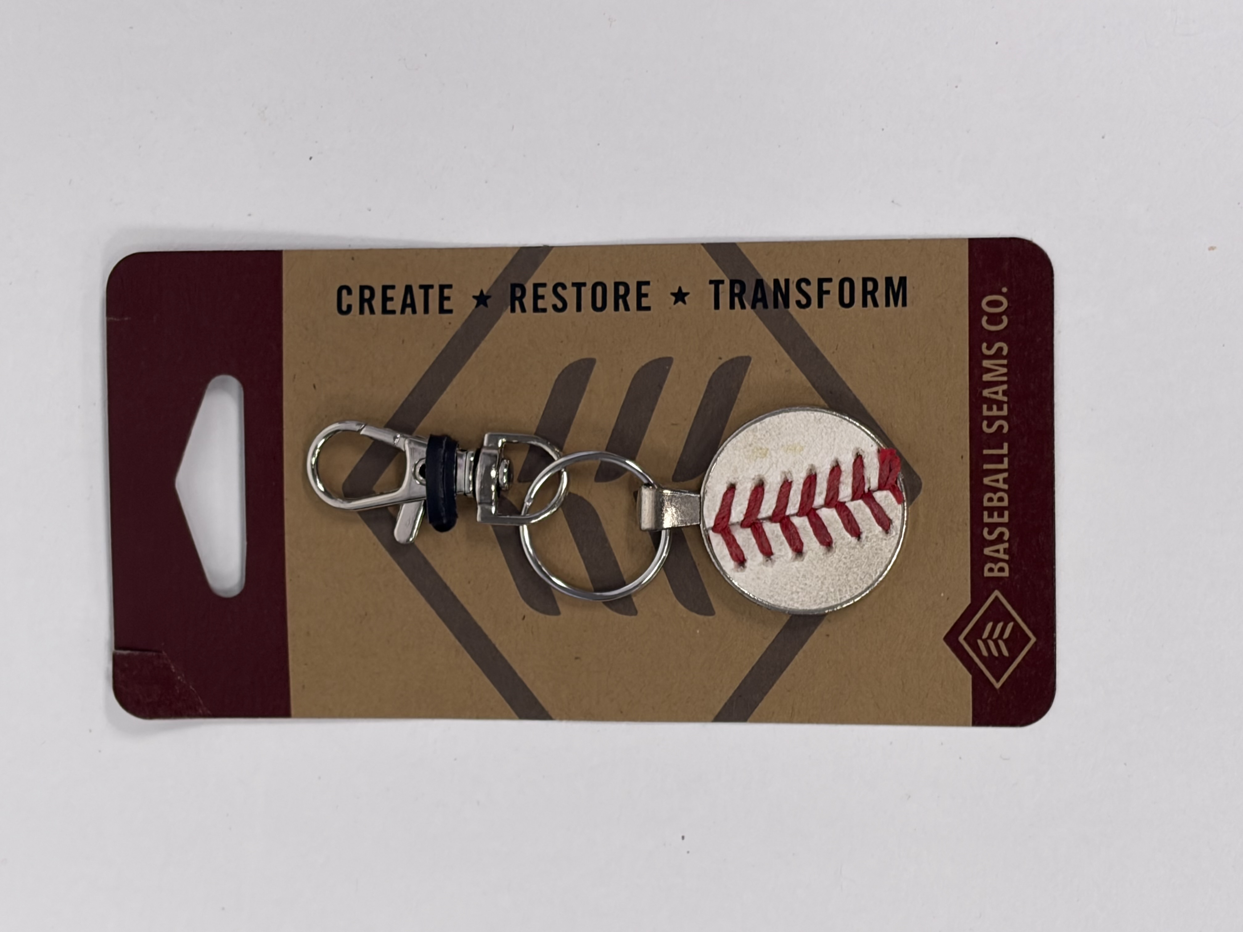 Baseball Seams - Silver Keychain
