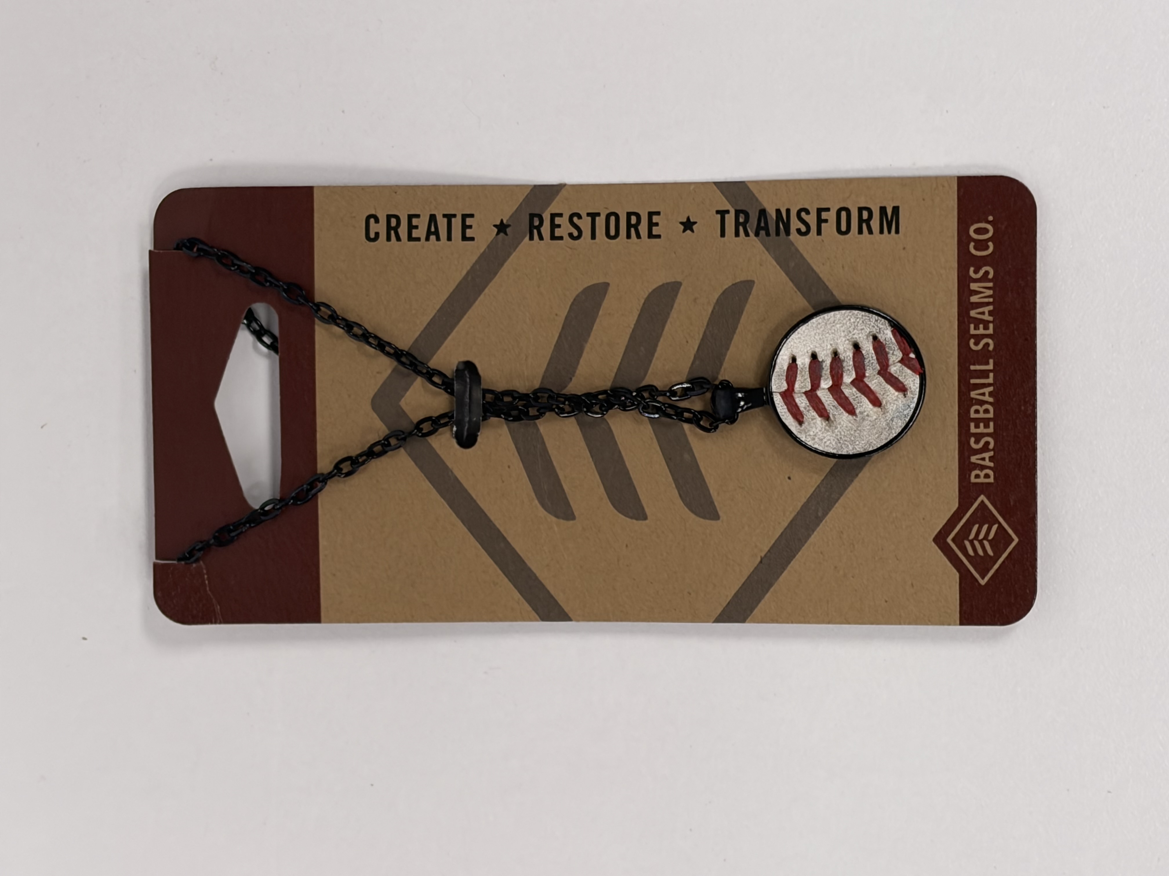 Baseball Seams - Black Necklace
