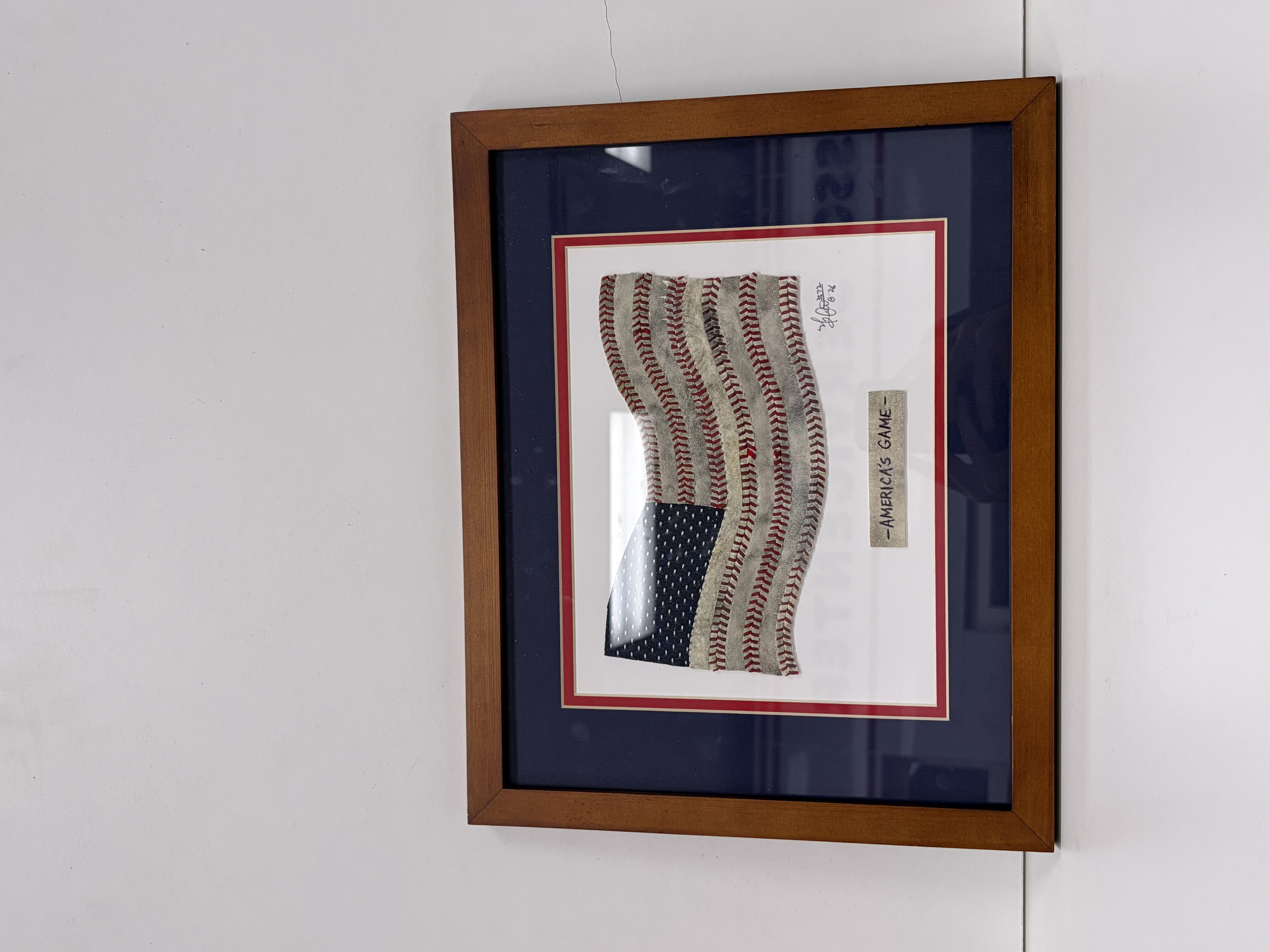 Baseball Seams - Picture Frame / Waving USA Flag Design