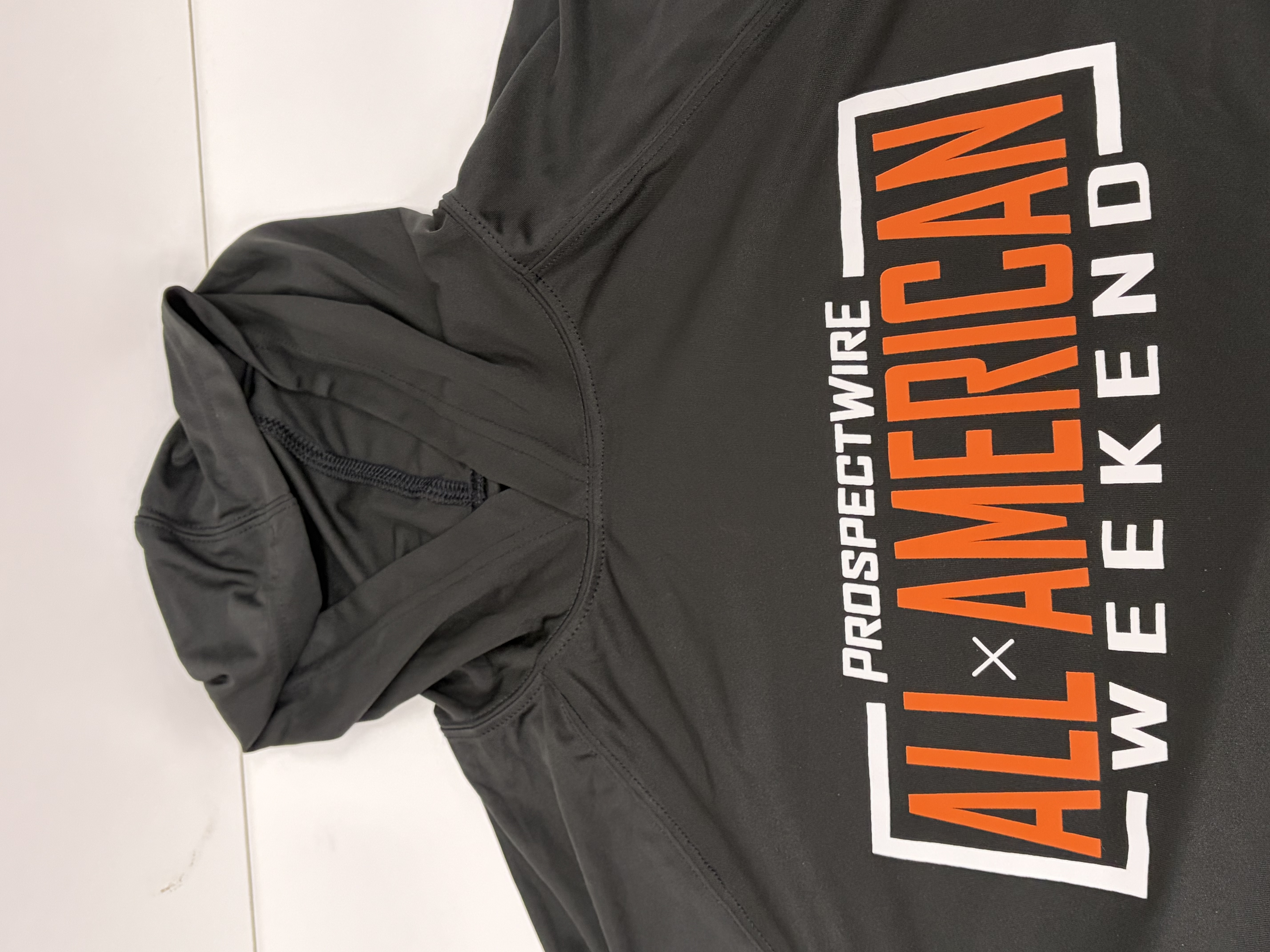 Black LS Hoodie / All-American - White & Burnt Orange Script Log