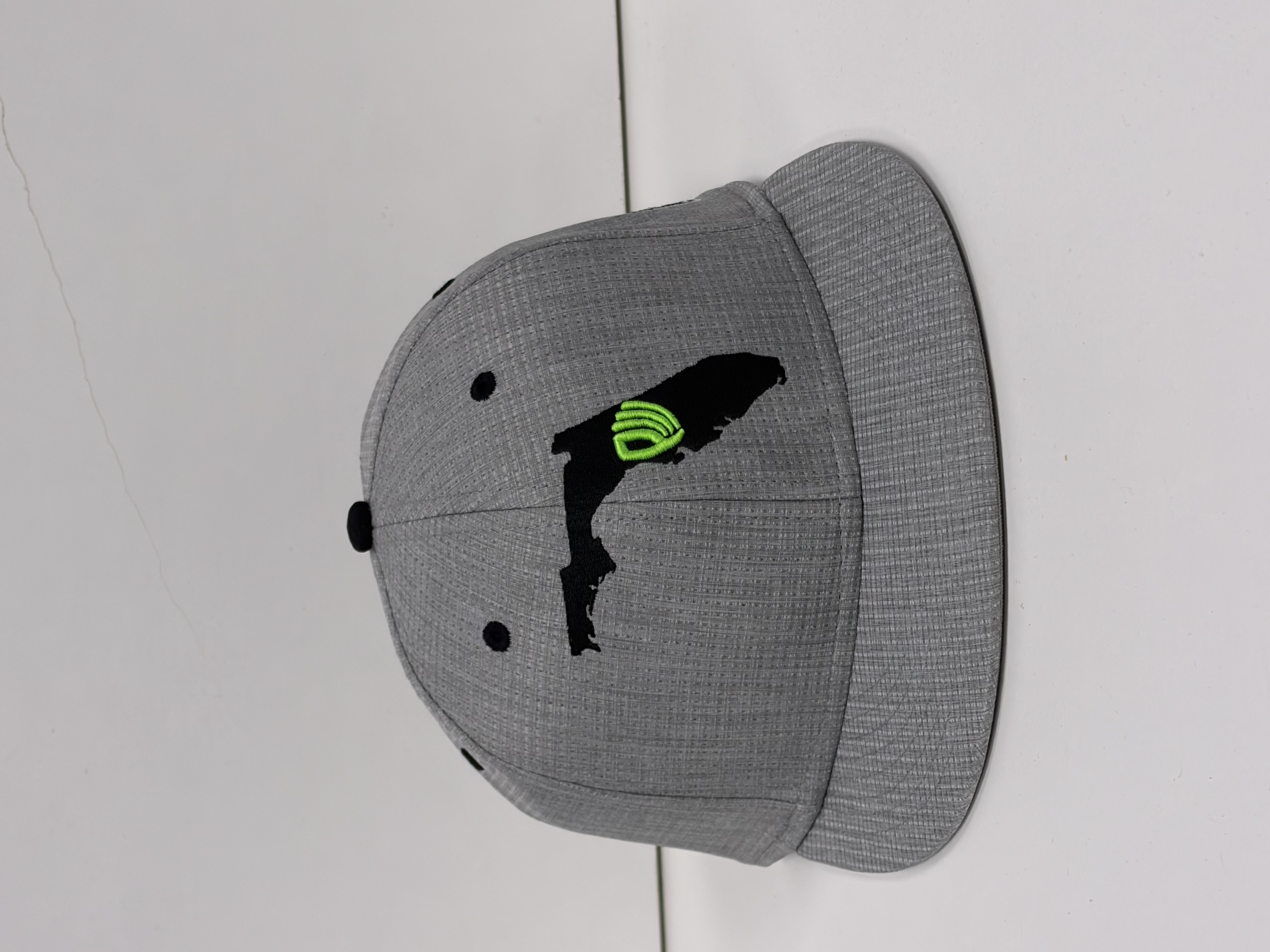 IMG - Gray Hat / Black FL & Green PW Logo / Flat Bill / Fitted
