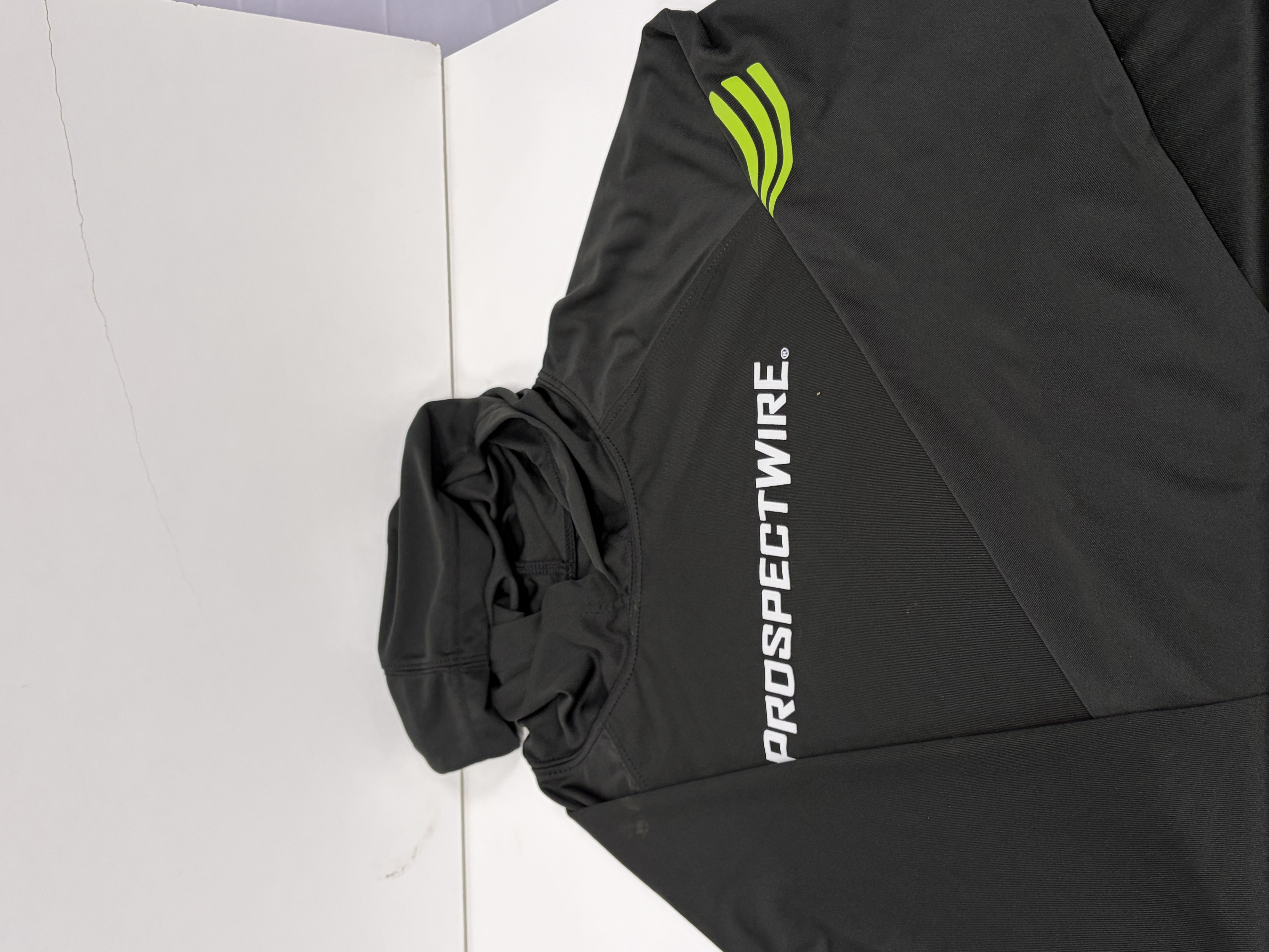 Black LS Hoodie / White PW Script Logo / Green & White Sleeve PW