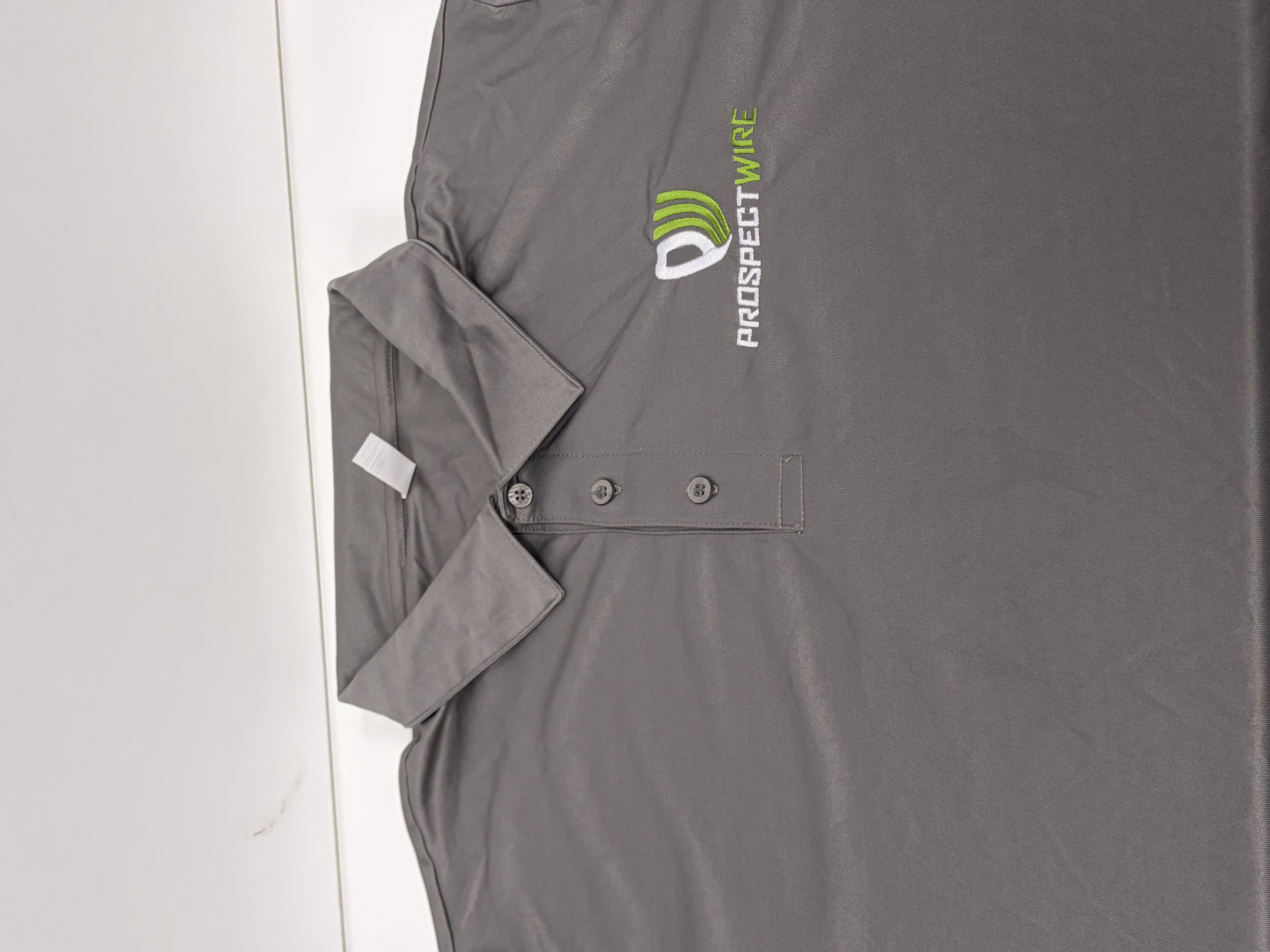 Gray SS Polo / Green & White PW Logo