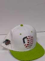 White All-American Hat / Lime Green Brim / USA PW Logo / Flat Bi