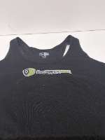 Black Cotton Tank-Top / Black & Green Script & PW Logo