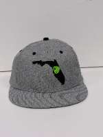 Gray Hat / Black FL & Green PW Logo / Flat Bill / Fitted
